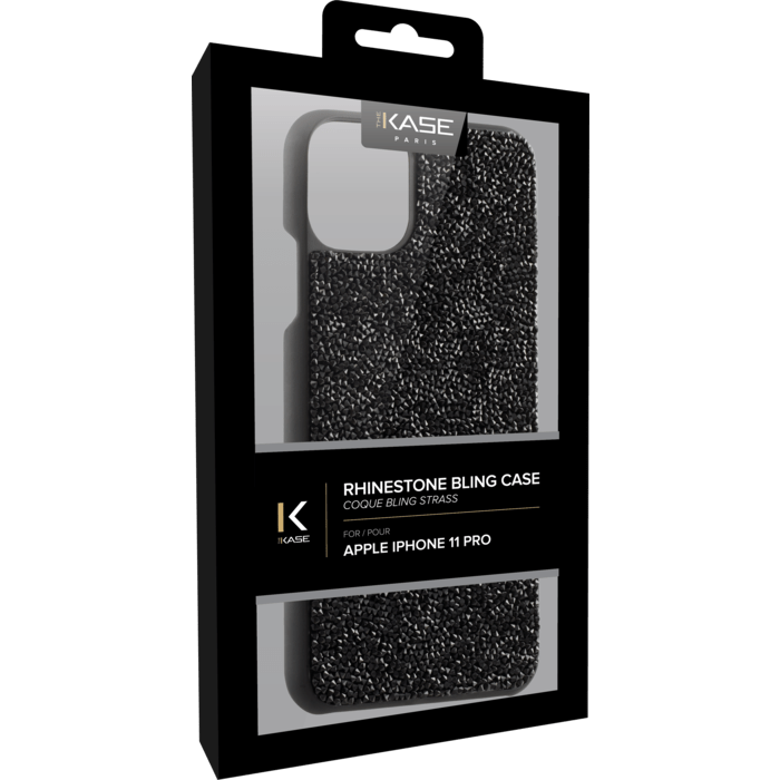 Coque Bling Strass pour Apple iPhone 11 Pro, Noir Minuit