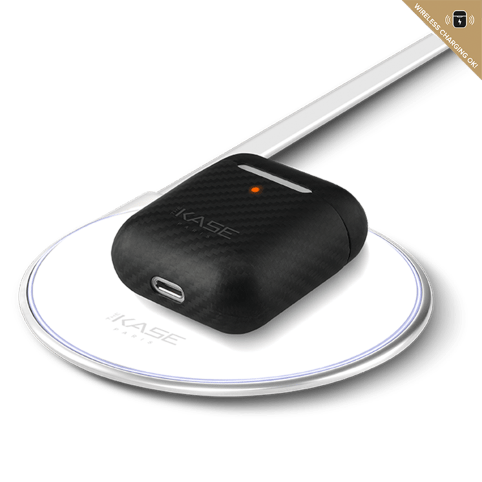 Coque en fibre de carbone v&eacute;ritable pour Apple AirPods, Noir satin&eacute;