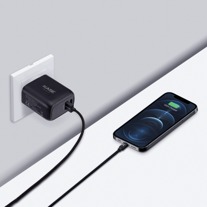 Chargeur secteur mural UE double USB universel PowerPort Speed LITE Charge Rapide 20W (Power Delivery), Noir
