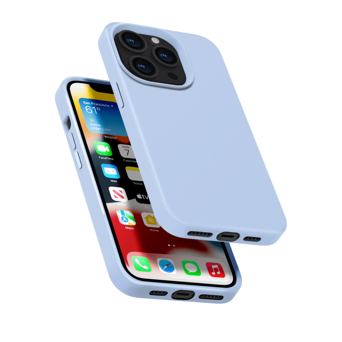 Coque antichoc en gel de silicone doux pour Apple iPhone 13 Pro, Bleu Lilas