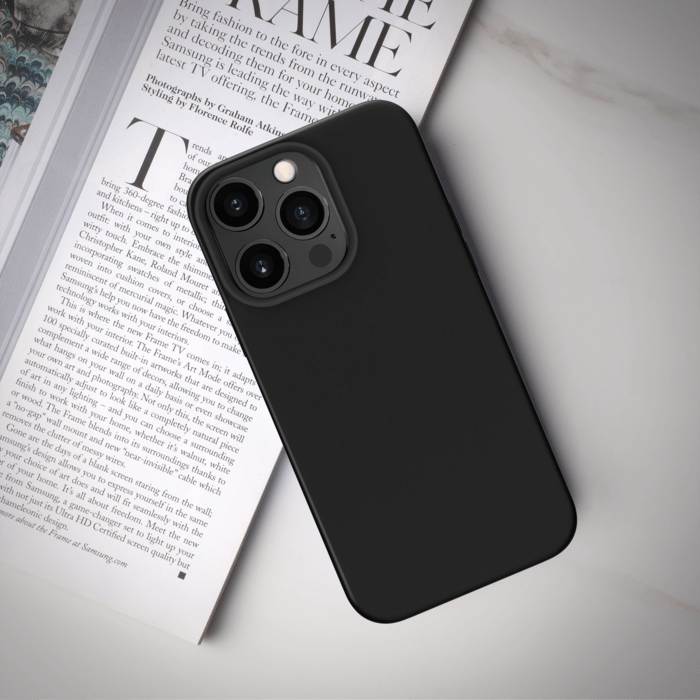 Coque antichoc en gel de silicone doux pour Apple iPhone 13 Pro, Noir satin