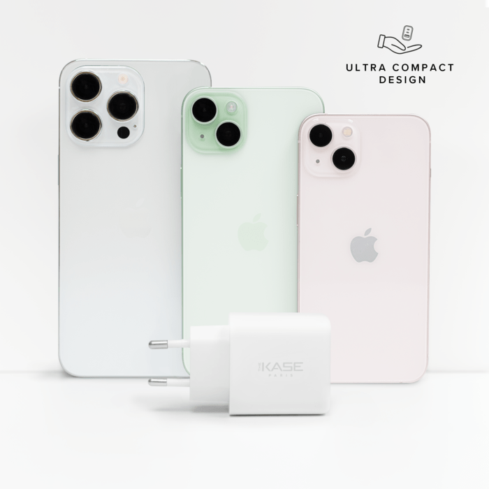 Chargeur Mural Trois Port Supreme+ Power GaN Fabriqu&eacute; Avec du 100% Plastique Recycl&eacute; - 65W (PPS), Blanc