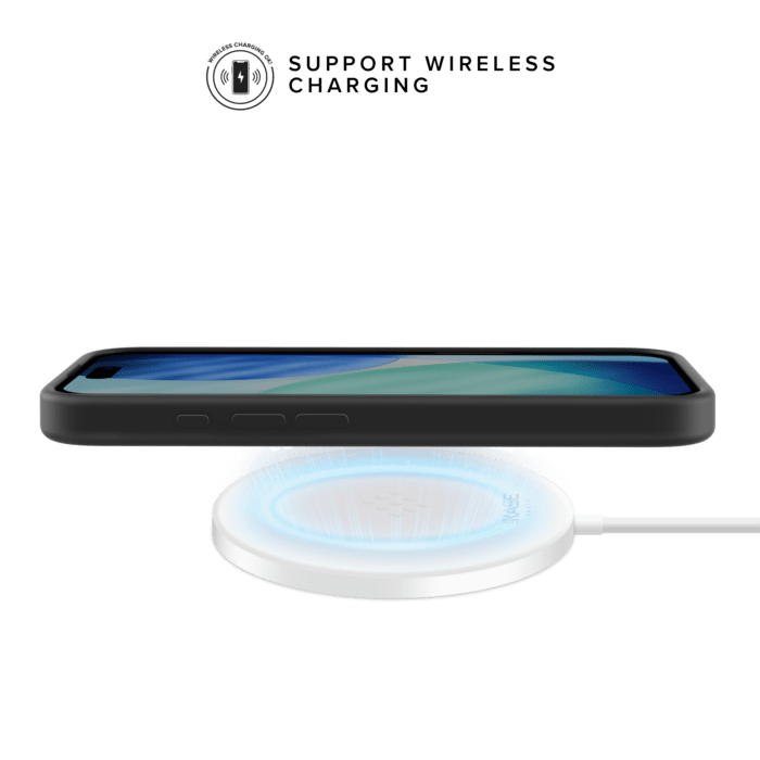 Coque antichoc en gel de silicone doux pour 55% de plastique recycl&eacute; Apple iPhone 17, Noir satin