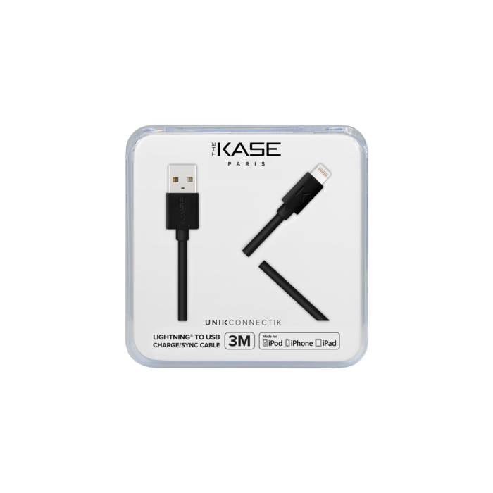 C&acirc;ble Lightning certifi&eacute; MFi Apple Charge/Sync (3M), Noir de Jais
