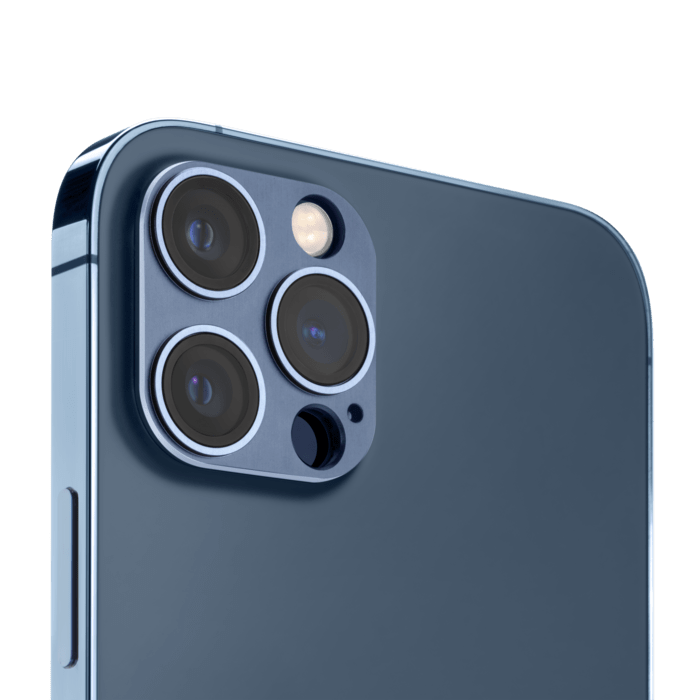 Protecteur en alliage métallique des objectifs photo pour Apple iPhone 12 Pro, Bleu Cobalt