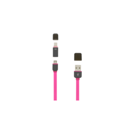 Câble rétractable 2-en-1 Lightning & Micro USB, Rose