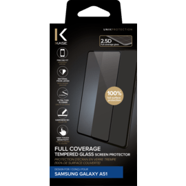 Full Coverage Tempered Glass Screen Protector for Samsung Galaxy A51/A51 5G, Black