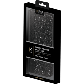 Coque Clapet Bling Strass pour Apple iPhone 6 Plus/6s Plus/ 7 Plus/8 Plus, Minuit Noir