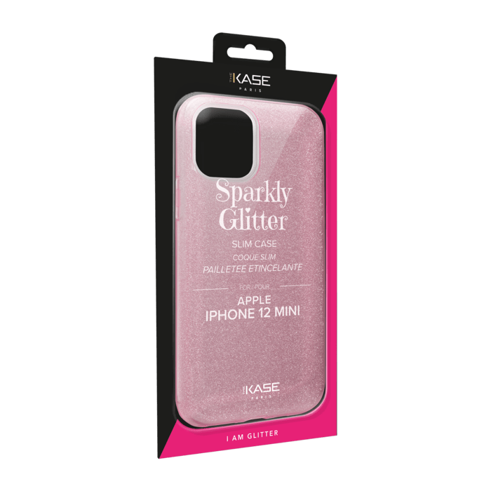 Coque slim&nbsp;paillet&eacute;e &eacute;tincelante pour Apple iPhone 12 mini, Or Rose