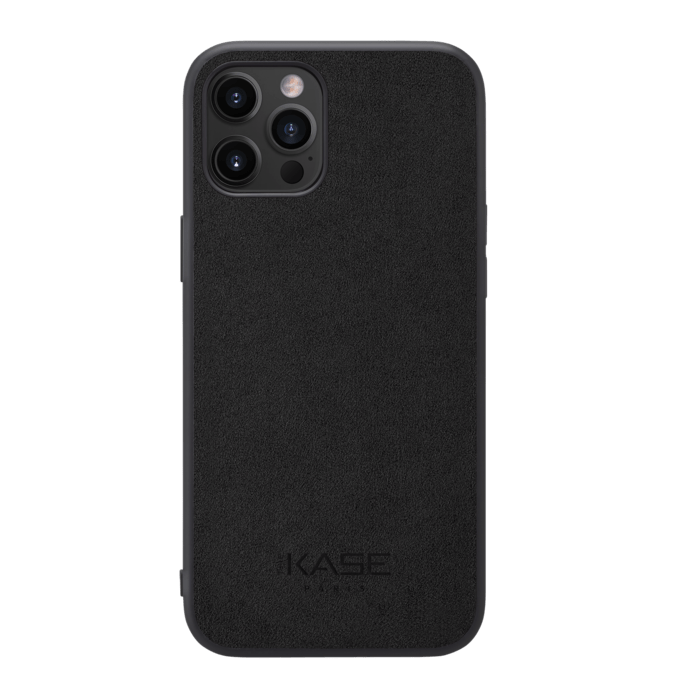 Coque en Su&egrave;de Alcantara pour Apple iPhone 12 Pro Max, Noir Minuit