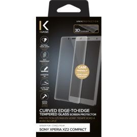 Case Curved Edge-to-Edge Tempered Glass Screen Protector for Sony Xperia XZ2 Compact, Transparent