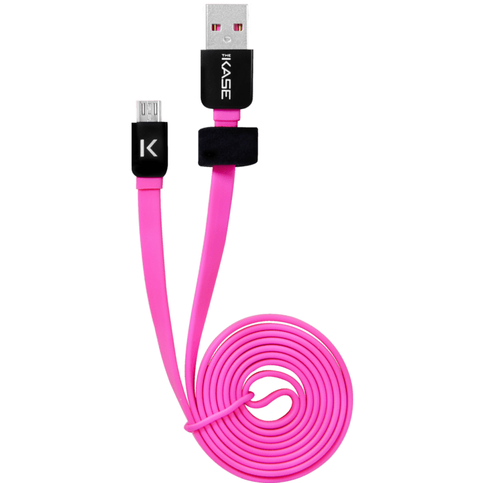 Cable plat vers Micro USB (1m) pour Android, Rose Bonbon