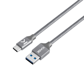 Câble USB 3.2 Gen 2 charge rapide USB-C vers USB-A métallisé tressé Charge/sync (1M), Gris Sidéral