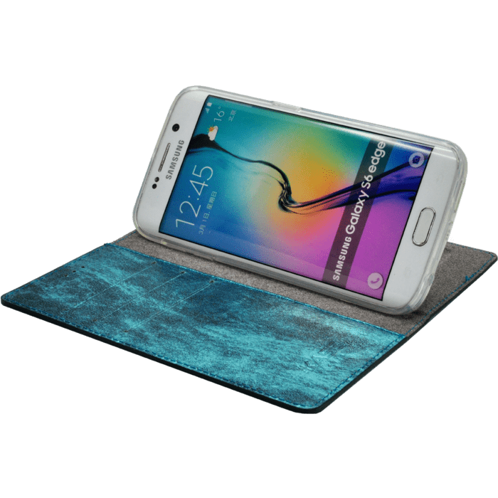 Diarycase Coque clapet en cuir v&eacute;ritable avec support aimant&eacute; pour Samsung Galaxy S6 Edge, motif serpent, Menthe
