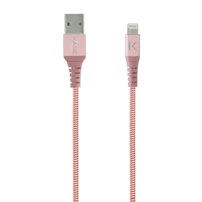 Câble Lightning® certifié MFi Apple vers USB charge/sync en acier inoxydable ultra solide (1M), Or Rose