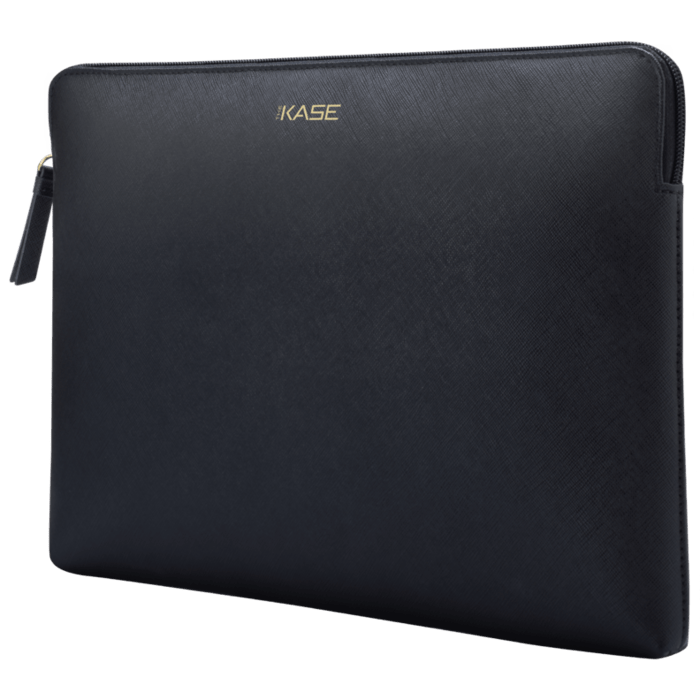 Housse en cuir véritable Saffiano pour MacBook Pro, MacBook Air & MacBook Pro Retina 13 pouces, Minuit Noir