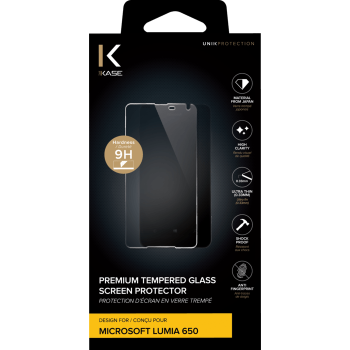 Protection d'&eacute;cran premium en verre tremp&eacute; pour Microsoft Lumia 650, Transparent