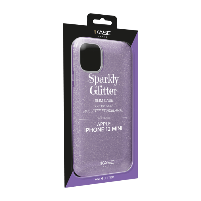 Coque slim&nbsp;paillet&eacute;e &eacute;tincelante pour Apple iPhone 12 mini, Violet