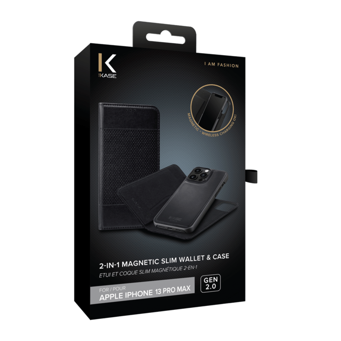 &Eacute;tui et Coque slim magn&eacute;tique 2-en-1 GEN 2.0 pour Apple iPhone 13 Pro Max, Noir