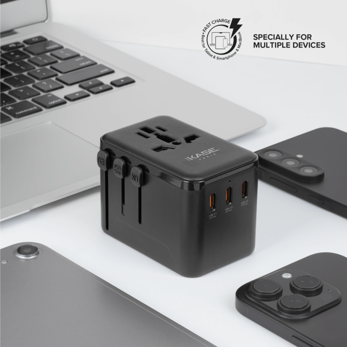 Supreme Universal Travel Adapter GaN 67W 4-bulit-in Port, Black