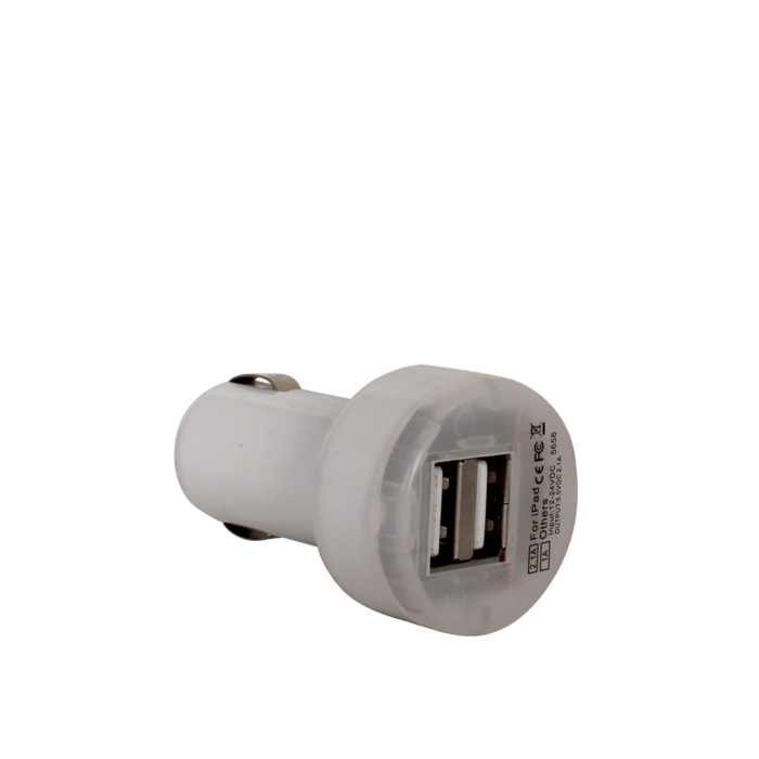 Car charger duo USB port, White