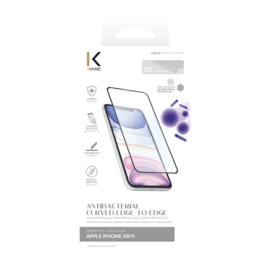 Protection d’écran antibactérienne en verre trempé ultra-résistant à bords incurvés pour Apple iPhone XR/11, Noir