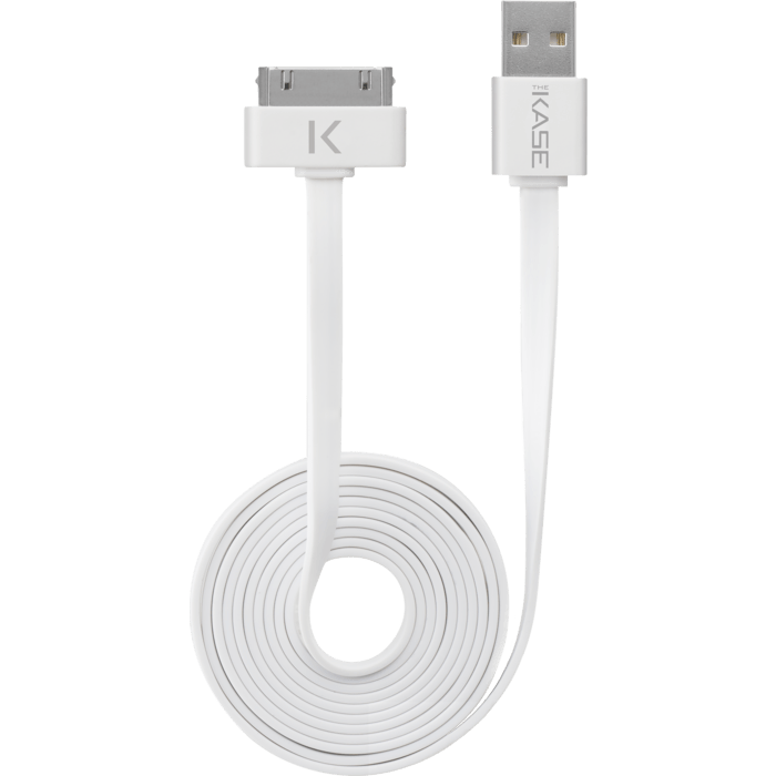 Cable plat 30 broches vers USB (1m) pour Apple, Blanc Lumineux
