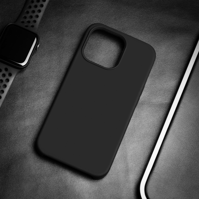 Coque en Gel de Silicone Doux pour Apple iPhone 13 Pro, Noir satin