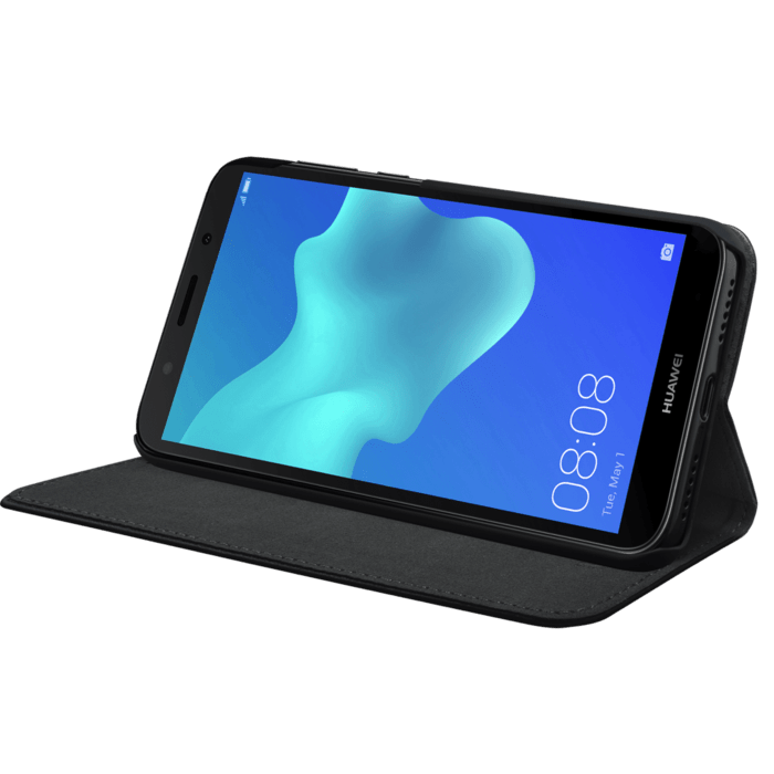 Coque clapet folio avec fente pour cartes & support pour Huawei Y5 (2018) , Noir