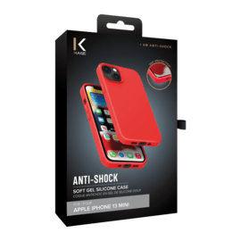Coque antichoc en gel de silicone doux pour Apple iPhone 13 mini, Rouge Ardent