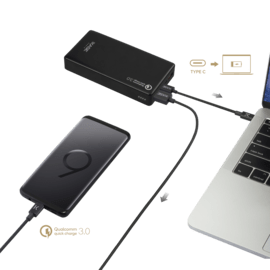 Batterie externe PowerHouse ultra slim 20000mAh (74Wh), Noir de jais