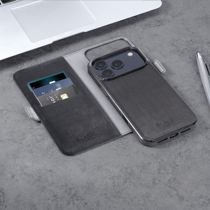 Etui & Coque robuste magnétique 2-en-1 et fabriqué avec un étui en plastique recyclé pour Apple iPhone 17 Pro, Noir Onyx