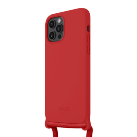 Coque en gel de silicone doux en bandoulière pour Apple iPhone 12/12 Pro, Rouge Ardent