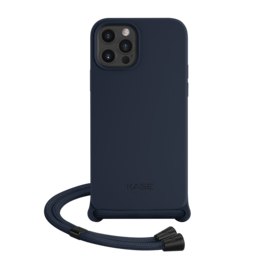 Coque en gel de silicone doux en bandouli&egrave;re pour Apple iPhone 12/12 Pro, Bleu Oxford
