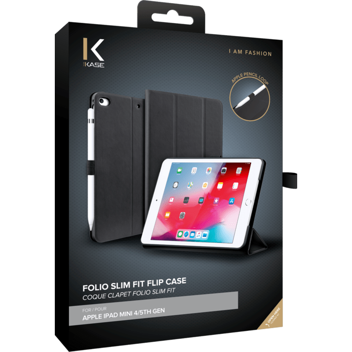 Folio Slim Fit Flip Case with Pencil Loop For Apple iPad mini 4/5th Generation