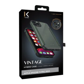 Coque hybride vintage for Apple iPhone 11 Pro Max, Vert bor&eacute;ale