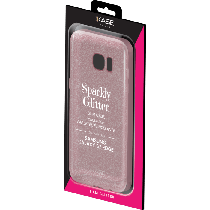 Coque slim pailletée étincelante pour Samsung Galaxy S7 Edge, Or Rose