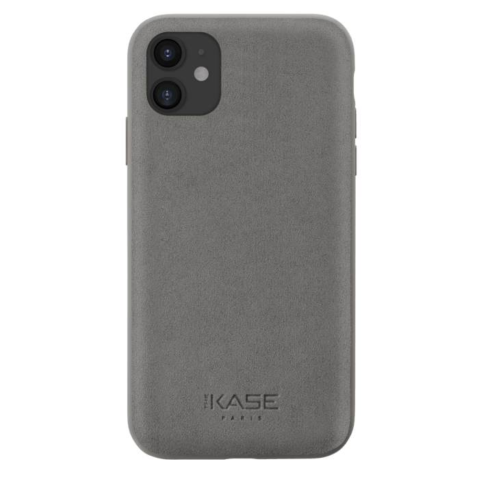 Coque en Su&egrave;de Alcantara pour Apple iPhone 11, Gris tourterelle
