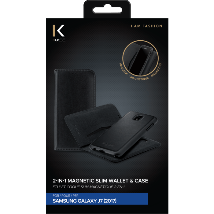 Étui et Coque slim magnétique 2-en-1 pour Samsung Galaxy Galaxy J7 (2017), Noir (v. EU/Asie - J730F/DS & J730FM/DS)