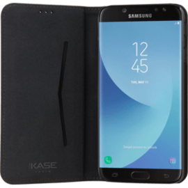 Coque clapet folio avec fente pour cartes & support pour Samsung Galaxy J7 (2017), Noir (UE / Asie ver - J730F / DS et J730FM / DS)