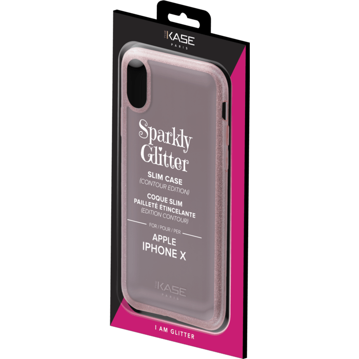 Coque slim&nbsp;paillet&eacute;e &eacute;tincelante (Edition contour) pour Apple iPhone X/XS Or Rose