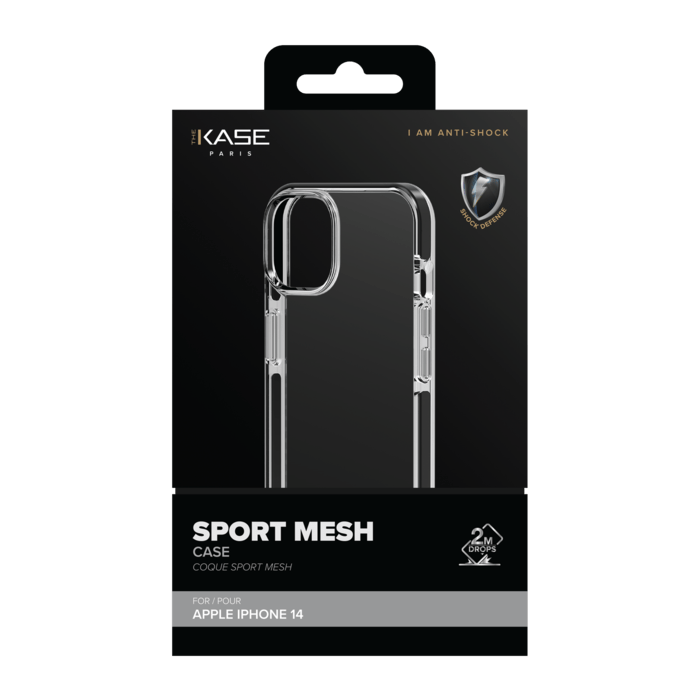 Coque Sport mesh pour Apple iPhone 14, Noir de jais