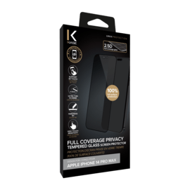 Protection d'&eacute;cran Priv&eacute;e en verre tremp&eacute; (100% de surface couverte) pour Apple iPhone 14 Pro Max, Noir