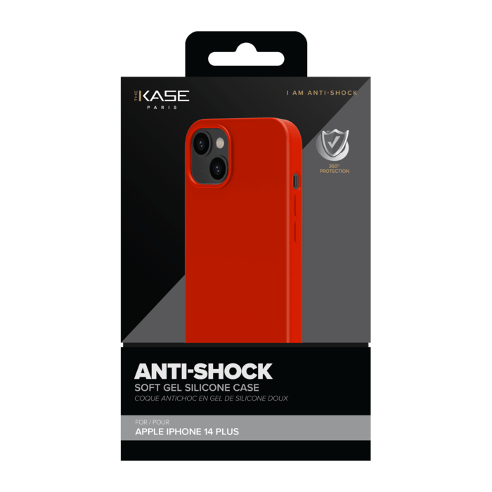 Coque antichoc en gel de silicone doux pour Apple iPhone 14 Plus, Rouge Ardent