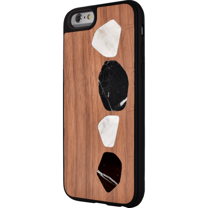 Naturalista Coque mabre-bois Noyer pour Apple iPhone 6/6s, Blanc & Noir