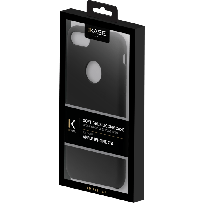 Coque en gel de silicone doux pour Apple iPhone 7/8, Noir satin
