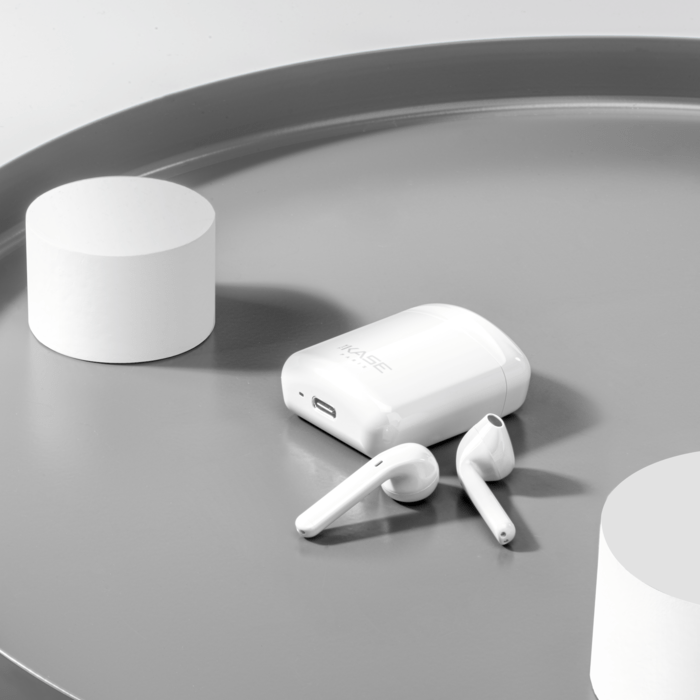 &Eacute;couteurs sans fil Sonik Lite On-Ear avec bo&icirc;tier de chargement, Blanc brilliant