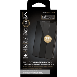 Case Full Coverage Privacy Tempered Glass Screen Protector for Apple iPhone X/XS/11 Pro, Black