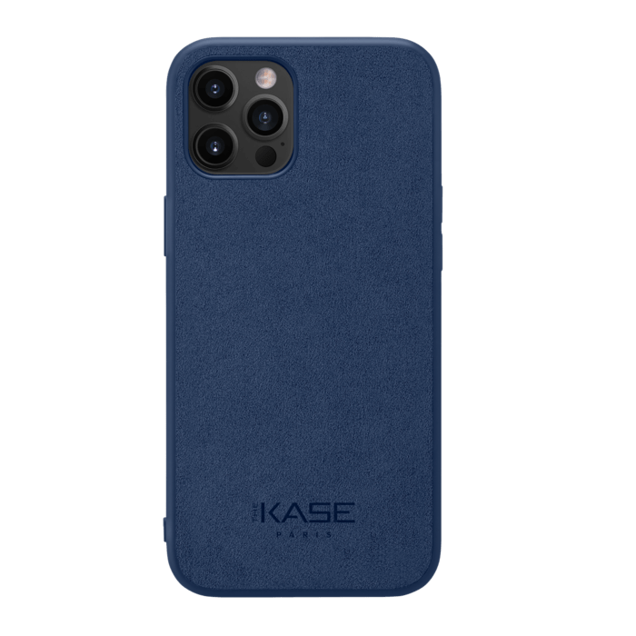 Coque en Su&egrave;de Alcantara pour Apple iPhone 12 Pro Max, Bleu indigo