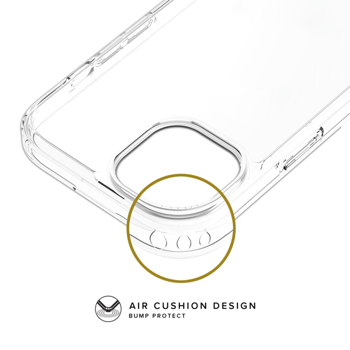 Coque hybride invisible fabriqu&eacute;e &agrave; 83 % de plastique recycl&eacute; pour Apple iPhone 15, transparente